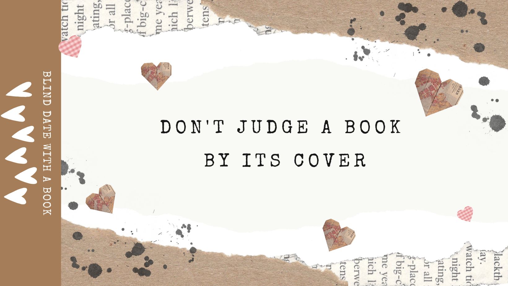 Image shows the words "Don't judge a book by its cover."